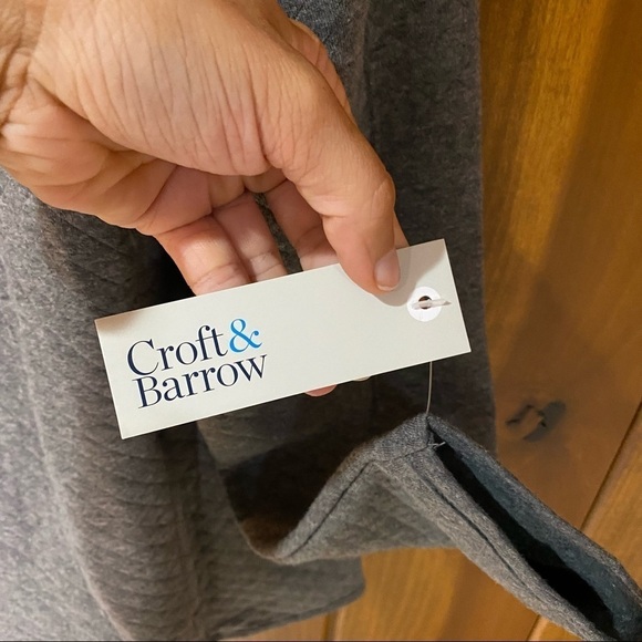 Croft & Barrow: Quilted Heather Grey Full Zip Up Loungewear Jacket Coat Medium - Picture 8 of 12